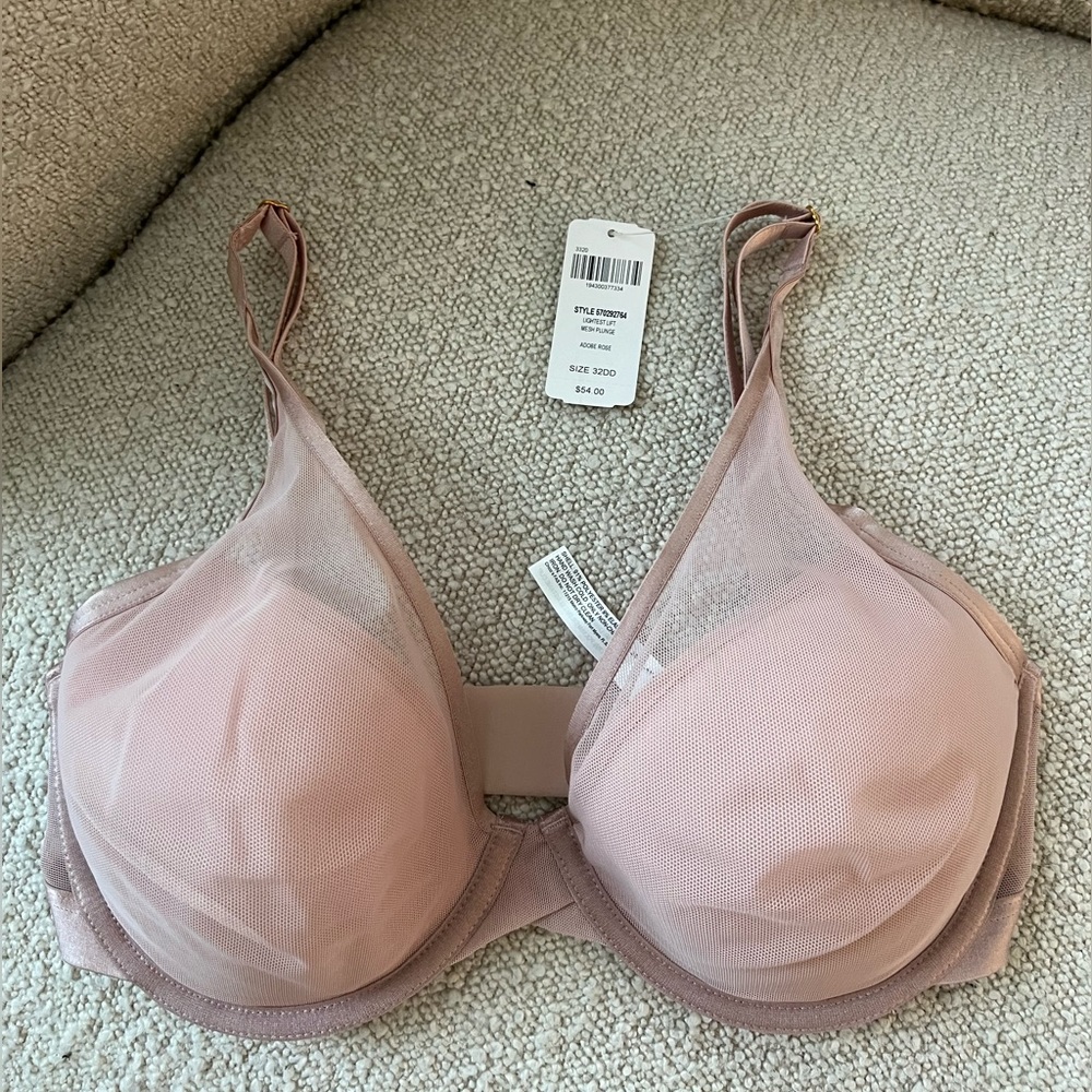 Soma Intimates Lighest Lift Mesh Plunge Bra in Adobe Rose, 32DD, NWT